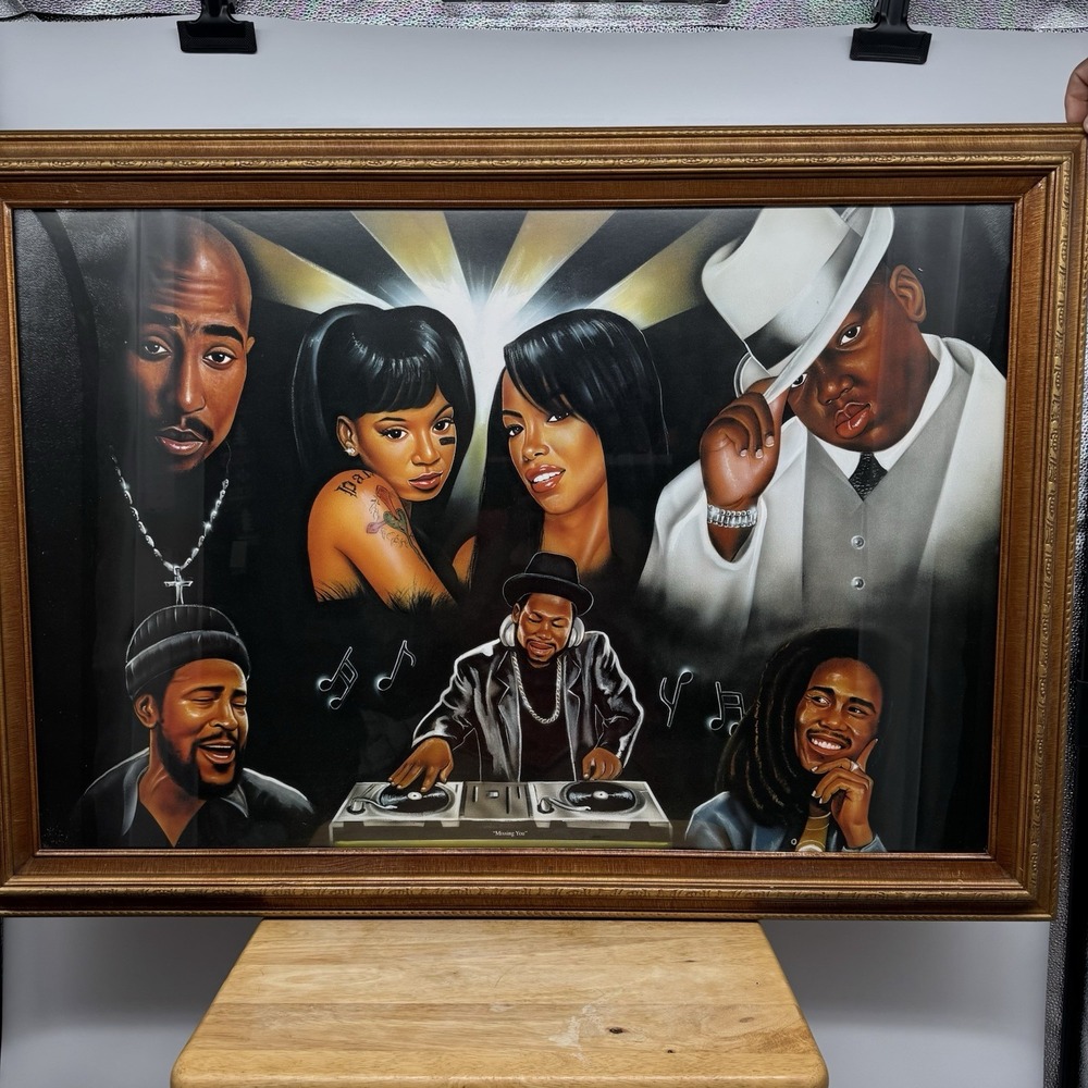 Rare Hip Hop R&B‎ missing you Legends 2pac Bob Marley Aaliyah Left Eye 41"x29"